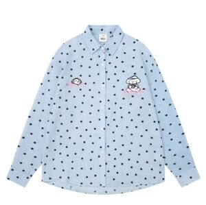 Blue Star Dog Embroidery Long Sleeve Shirt